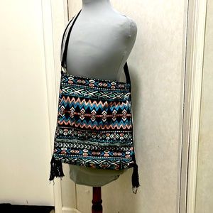 Canvas fabric southwestern print crossbody